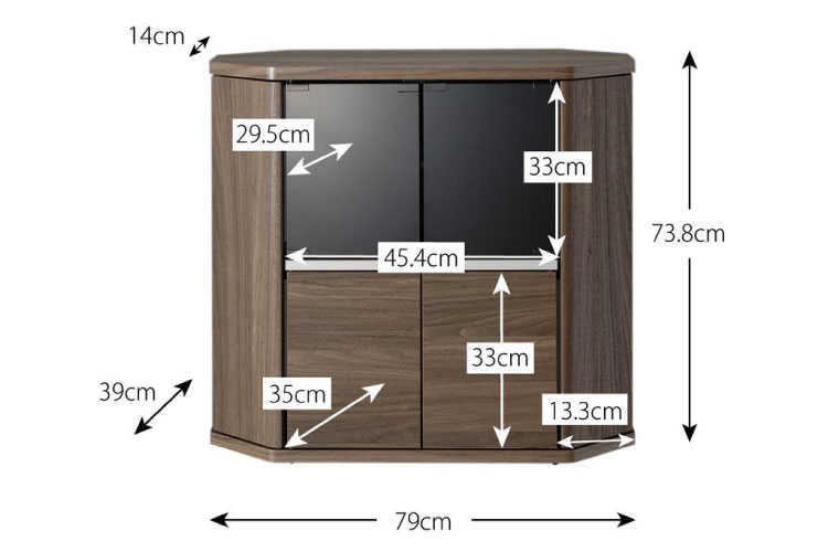 TB-1722幅80cmハイタイプのコーナーテレビ台のサイズ詳細画像